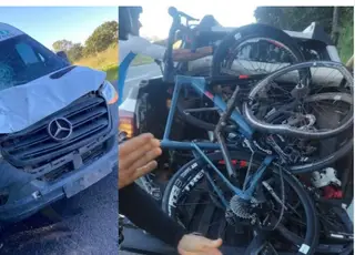 Van atropela grupo de ciclistas; dois estão em estado grave