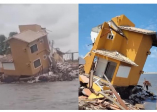 ESTÂNCIA/SE, Avanço do mar derruba parte de casa na Praia do Saco