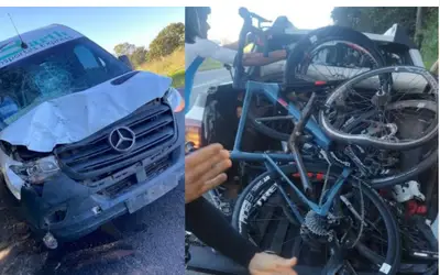 Van atropela grupo de ciclistas; dois estão em estado grave