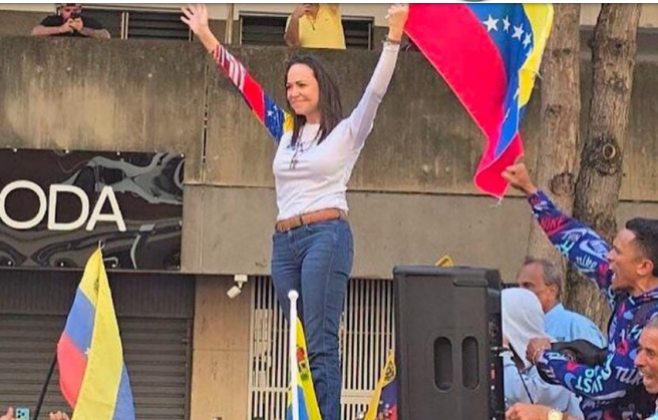 VENEZUELA, Líder opositora tem comboio interceptado ao sair de um protesto e é sequestrada por militares do ditador Maduro